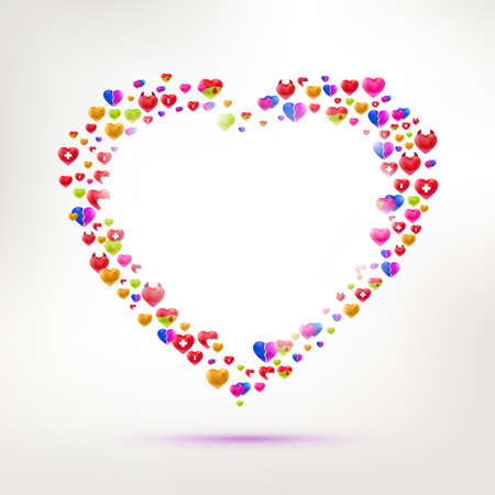 Different types of Love symbol. Vector Signs of love and care. Valentines day heart greetings.のイラスト素材