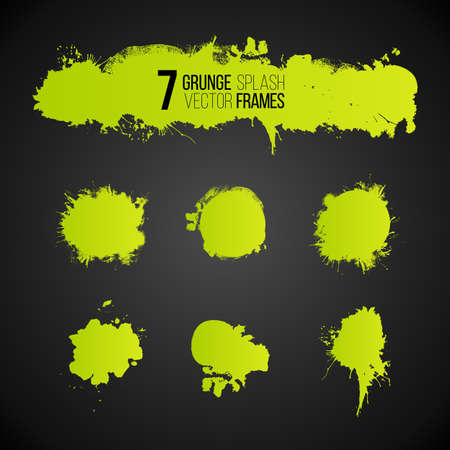 Set of acid grunge splashes. Abstract vector grunge background. Grunge brushes. Design elements. Hand drawn shapes.のイラスト素材