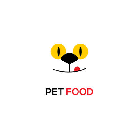 Vector Pet Food Icon icon design template. Abstract animal symbol concept for pet shop or veterinary. Cute cat Icon for pet food. Cat eyes, nose and smile. Smile cat Icon.のイラスト素材
