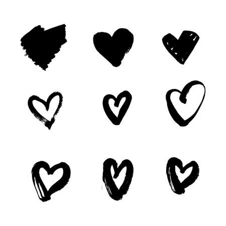 Heart Icons Set, hand drawn icons and illustrations for valentines and wedding design.のイラスト素材