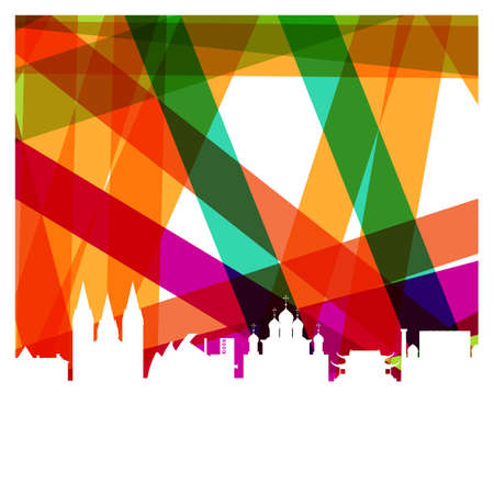 The contours of the religious temples and churches. Colorful abstract background. Vector illustrationのイラスト素材