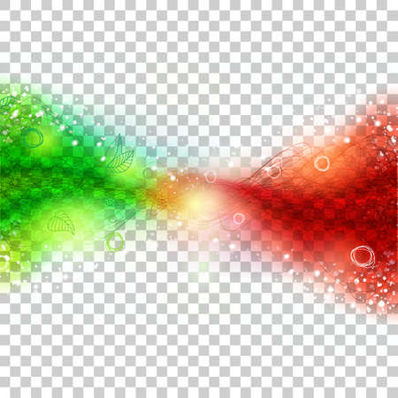Abstract green and red color waves connection. Horisontal banner at transparent background. Vector concept for communication design.のイラスト素材