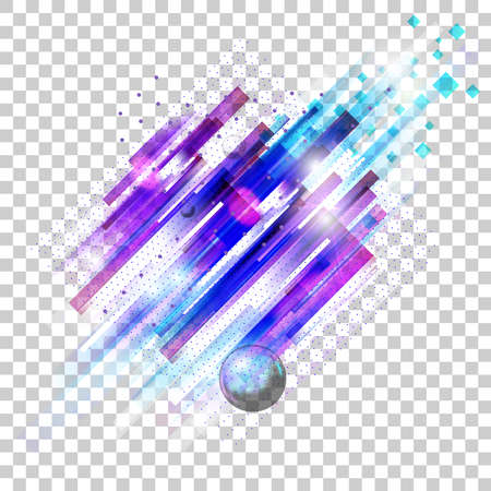 Abstract transparent background with geometric lines, squares and sphere. Unusual color element for your message. Business or tech presentation, app cover templateのイラスト素材