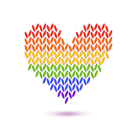 Knitted rainbow heart symbolのイラスト素材