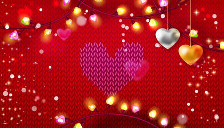 Knitting Valentine bannerのイラスト素材