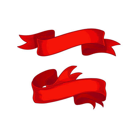 Set of decorative red ribbonsのイラスト素材