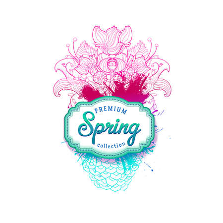 Abstract Spring letteringのイラスト素材