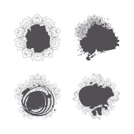 Modern abstract hand drawn splash blob setのイラスト素材