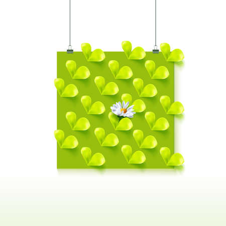 Green panno with sprout leaves and chamomileのイラスト素材