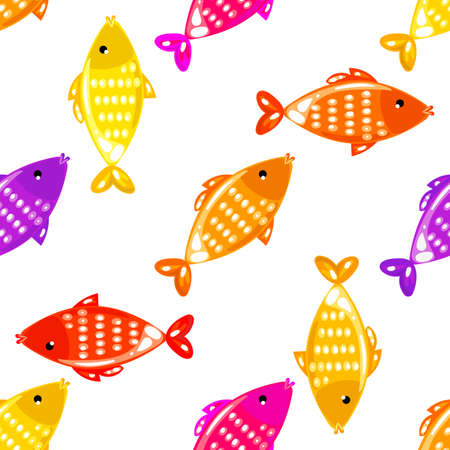 Fish seamless pattern in different colorsのイラスト素材