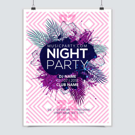 Night summer party flyerのイラスト素材