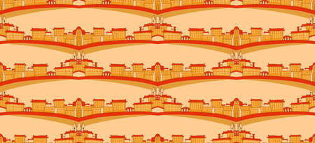 Seamless pattern with city silhouetteのイラスト素材