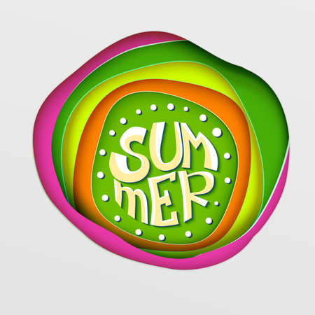 Summer lettering on paper artのイラスト素材