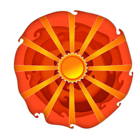 Sun on orange circle backgroundのイラスト素材