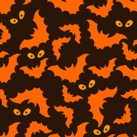 Halloween pattern with bats and eyesのイラスト素材