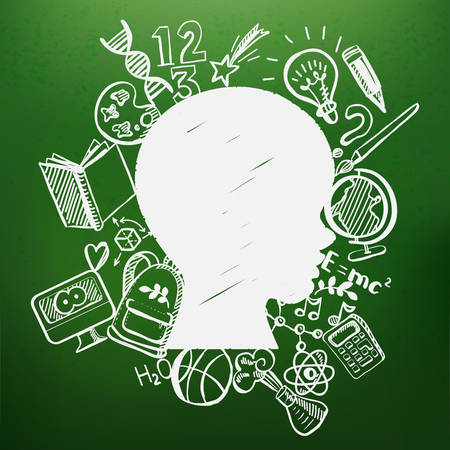 Kids contour with doodlesのイラスト素材