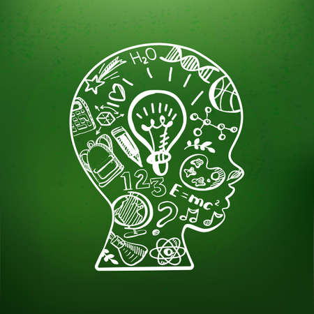 Schoolboy face with doodlesのイラスト素材