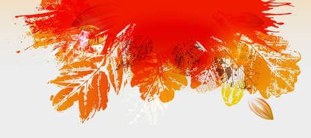 Top decor with ink stamp leavesのイラスト素材