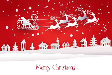 Paper cut Xmas on red.のイラスト素材