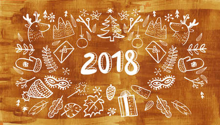 Sketchy doodles on goldenのイラスト素材