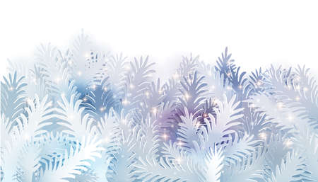 Fir tree branches white bannerのイラスト素材