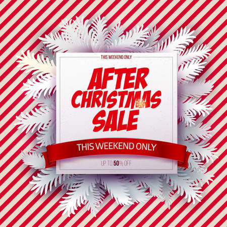 After Christmas sale on striped backdropのイラスト素材