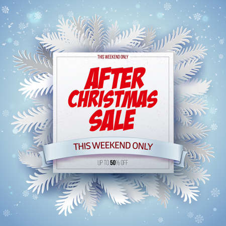 After Christmas sale poster on light blueのイラスト素材