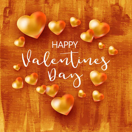 Background illustration with hearts on gold color.のイラスト素材