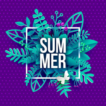 Trendy blue Summer Leaves