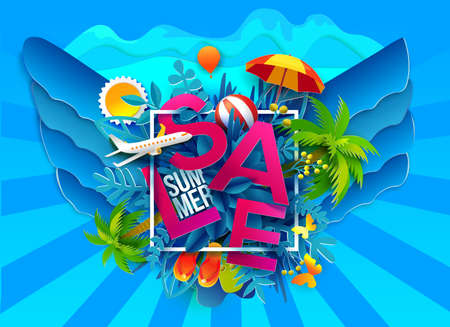 Summer sale symbol on blueのイラスト素材