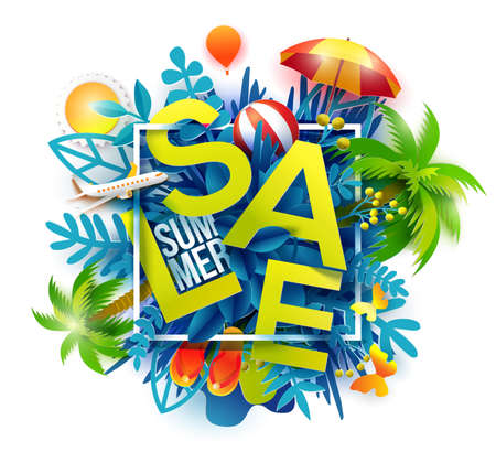 Green Sale symbol summer seasonのイラスト素材