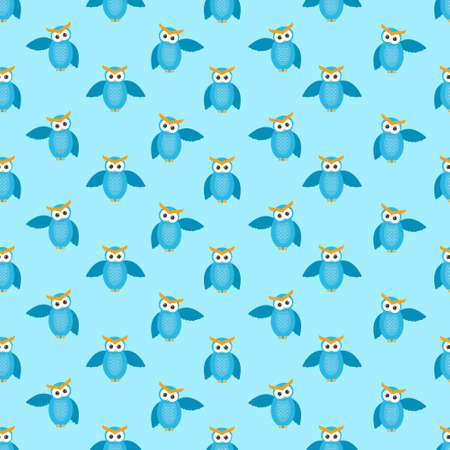 Blue owl background, seamless pattern vector designのイラスト素材