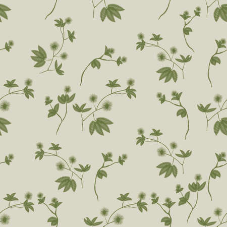 seamless shameplant floral, shyplant floral or mimosa pudica pattern background designのイラスト素材