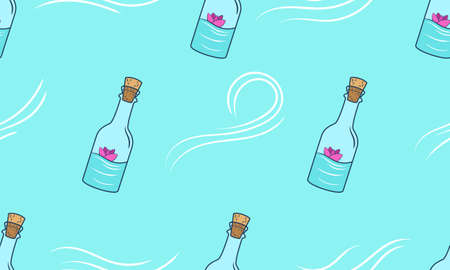pattern background of bottle with flower inside, suitable for fabric, background, coverのイラスト素材