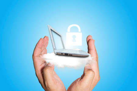 Protect cloud information data concept. Security and safety of cloud computingの写真素材