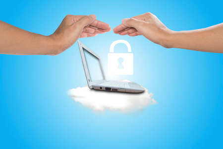 Protect cloud information data concept. Security and safety of cloud computingの写真素材