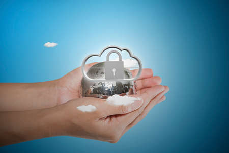 Protect cloud information data concept. Security and safety of cloud computingの写真素材