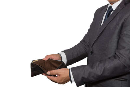 Having no money concept (hand show an old wallet)