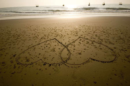 heart, beach, thailandの写真素材
