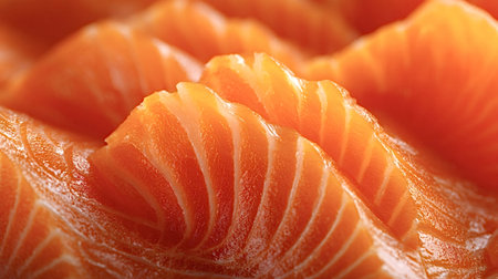 Salmon fillets are displaying an appetizing orange color and fresh texture, ideal for preparing delicious and nutritious seafood meals, sushi, or sashimiの写真素材