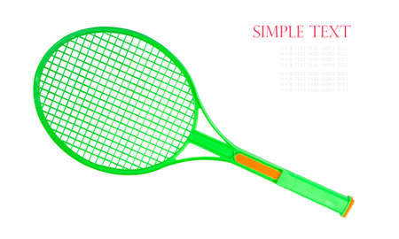 green Tennis racket isolated on white background の写真素材
