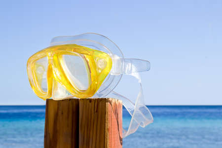 scuba mask  summer is overの写真素材