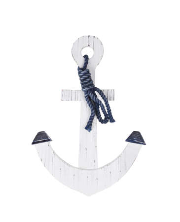 white wooden anchor isolated on a white backgroundの写真素材
