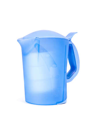 Blue water filter isolated on white backgroundの写真素材