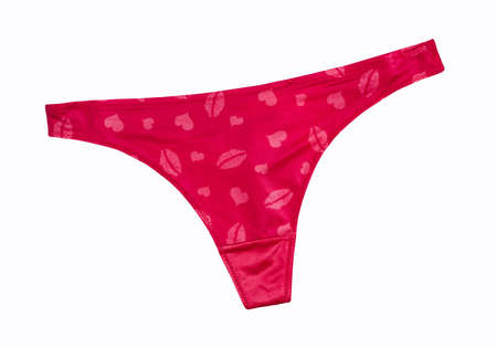 elegant red female underwear isolated on a white backgroundの写真素材