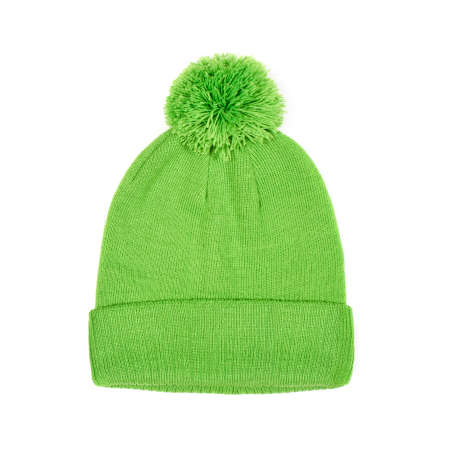 green winter cap isolated on white backgroundの写真素材