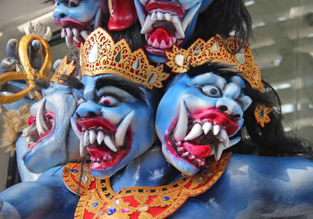 traditional Balinese statues during Nyepiの写真素材