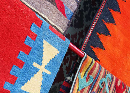 Oriental carpets in the market.の写真素材