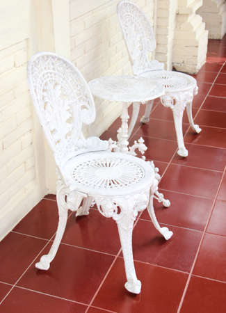 Vintage white iron furnitureの写真素材