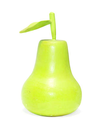 wooden toy pineapple isolated on white backgroundの写真素材